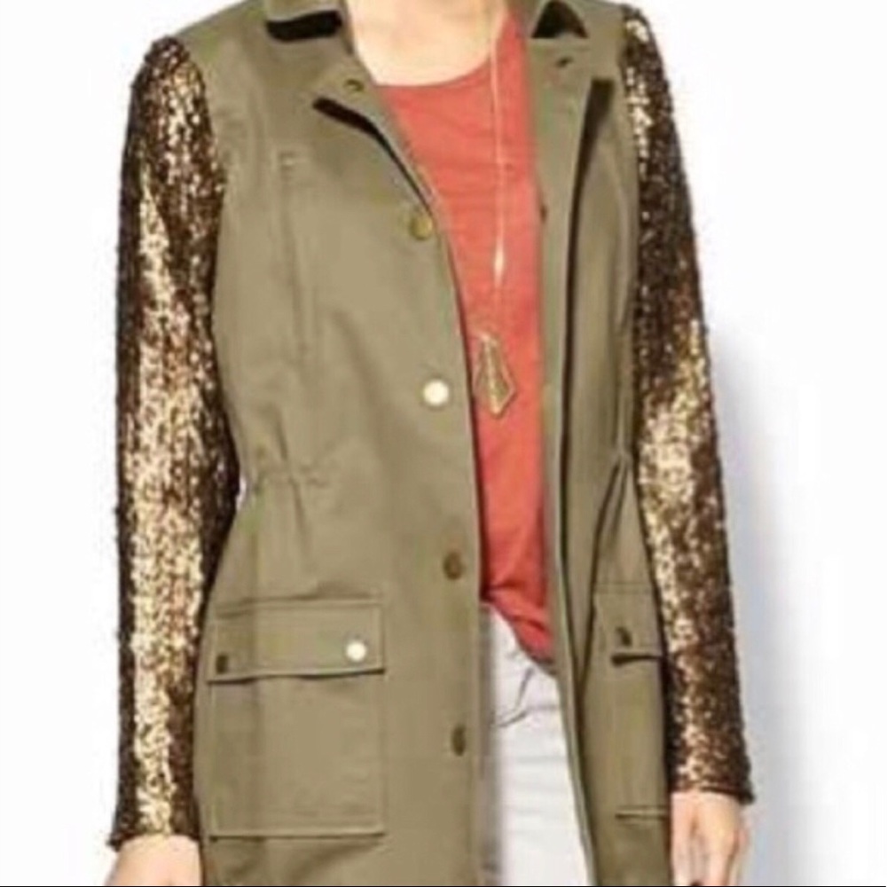 Hive and Honey Sequin Sleeve UtilityJacket